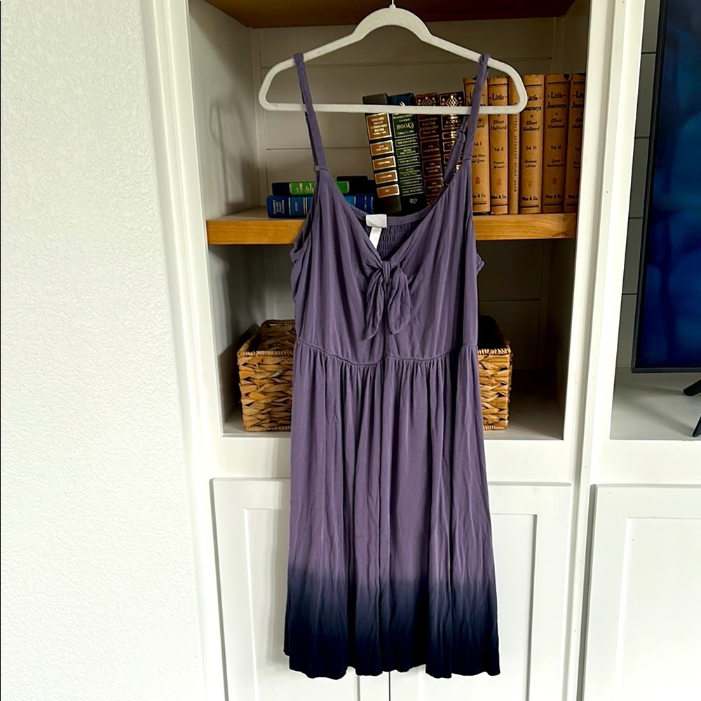 Torrid 2 (2xl, 20) Purple Ombre Dip Dye Super Soft Tie Front Skater Dress